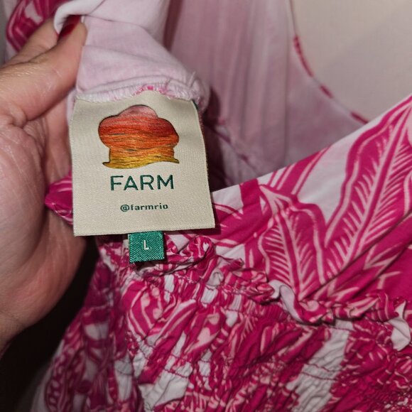 FARM Rio Tropical Woodcut Pink Maxi Dress L - Picture 7 of 9